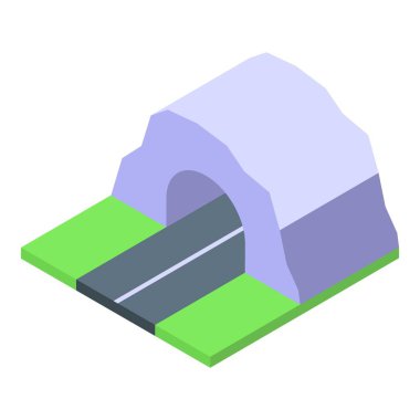 Asfalt yolu iki yeşil bölgeyi birbirine bağlayan dağdaki bir tünelden geçiyor.