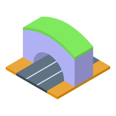 Ulaşım tasarımı projeleri için iki yol izometrik ikonu, kentsel altyapı elemanını birbirine bağlayan modern şehir üstgeçidi