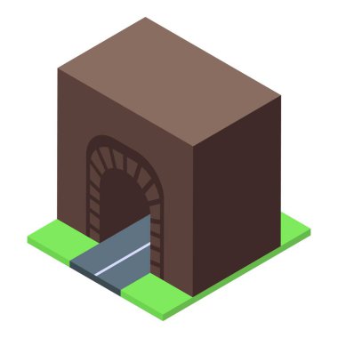 Yol, dağdaki bir tünelden geçiyor. Her iki tarafında da yeşil çimenler var.