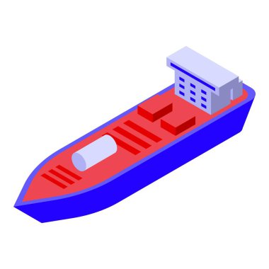 Konteynırlarda yük taşıyan kargo gemisi, izometrik ikon resimlemesi