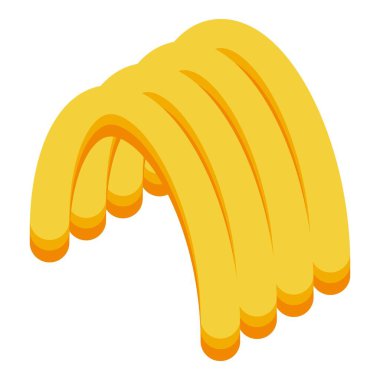 Lezzetli patates kızartmaları düşüyor ve lezzetli bir fast food kemeri oluşturuyor.