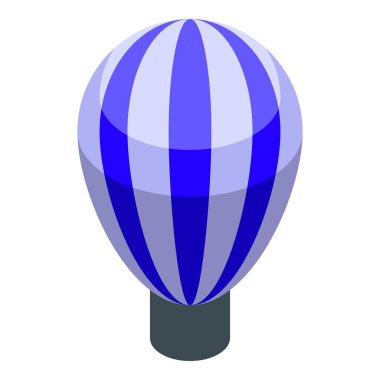 Açık gökyüzünde süzülen mavi ve beyaz sıcak hava balonu