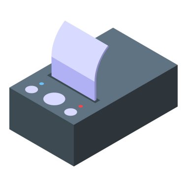 Elektronik kontrol yazdırma makinesi beyaz arkaplanda boş bir makbuz yazdırıyor