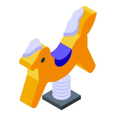 Sarı bahar sallanan atı oyun parkında duruyor, çocukluk anıları ve eğlence