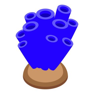 Blue tubastrea coral with brown base is growing on the seabed clipart