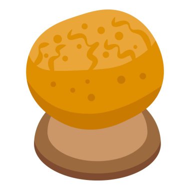 Taze pişmiş, altın kabuklu yuvarlak ekmek, ahşap bir kesme tahtasının üzerinde oturuyor.