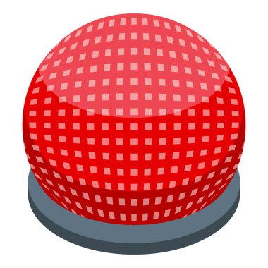 Kırmızı acil durum düğmesi masada duruyor, basılmaya hazır.