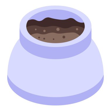 Mavi seramik kap, tohum ekmeye hazır, zengin, karanlık topraklarla doludur.