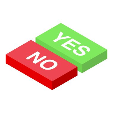 Yeşil ve kırmızı düğmeler karar vermeyi temsil ediyor, evet ya da hayır, pozitif ya da negatif.