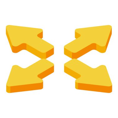 Dört sarı ok farklı yönleri gösteriyor. Doğru yol hakkında belirsizlikler var.