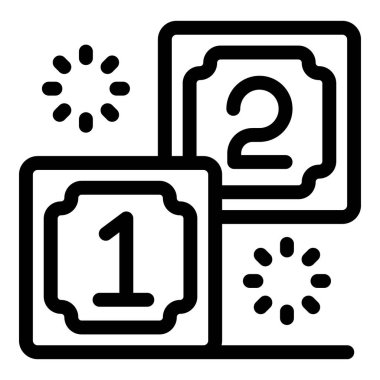 Birinci ve ikinci sırada havai fişeklerle kutlama yapan bir podyumun sanat simgesi.