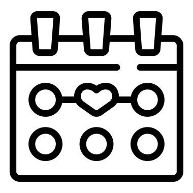 Takvim sayfası, özel bir romantik randevuyu gösteren bir kalp sembolü gösteriyor