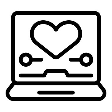 Bilgisayarda bir kalp sembolü gösteriliyor, çevrimiçi randevu ve teknoloji ile aşkı temsil ediyor.
