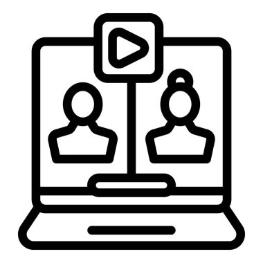 Bilgisayarda video konferansı yapan iki iş adamıyla çevrimiçi görüşme konsepti