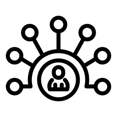 İş adamı bir ağ pazarlama şemasında birden fazla bağlantıyı yönetiyor, başarılı bir düşüş çizgisi oluşturuyor