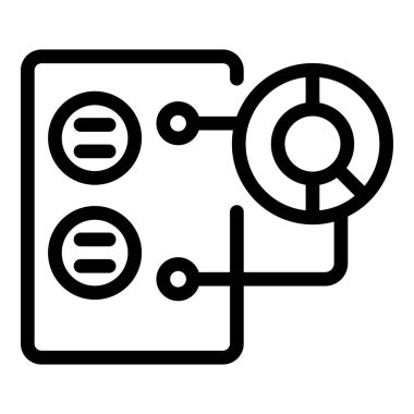 Bir sunucu odası ve veri analizini temsil eden bir pasta grafiğiyle veri merkezi analistlerini gösteren simge