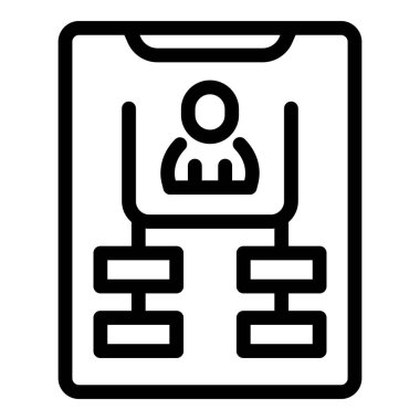 İş süreçlerini yönetmek için tablet kullanan bir yöneticinin satır simgesi, iş akışı ve otomasyon gibi konular için mükemmel