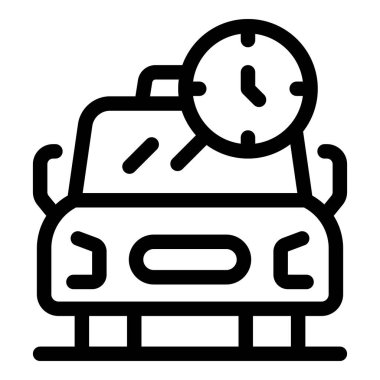 Üzerinde saat olan basit çizgi simgesi, park için bekleme süresini temsil ediyor.