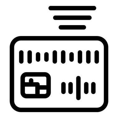 Bir kredi kartının siyah ana hatlı simgesi bağlantısız ödeme sinyali gönderiyor