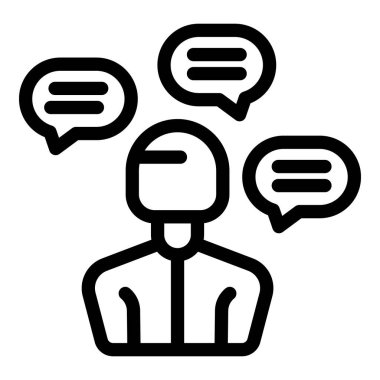 İş adamı birkaç sohbet baloncuğu hakkında düşünüyor, bir karar veriyor.