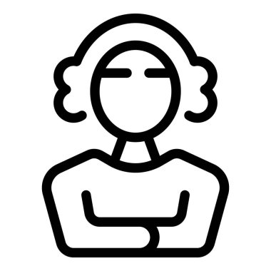 Kollarını kavuşturmuş, mahkeme salonunda otoriteyi ve bilgeliği somutlaştırmış kendine güvenen bir yargıcın çizgisi simgesi.