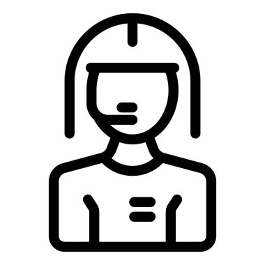 Uzaktan çalışan, kulaklık takan bir kadının çizim simgesi.