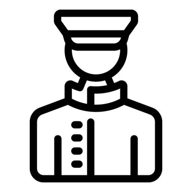 Üniforma ve şapka giyen bir otel çalışanının çizgisi.