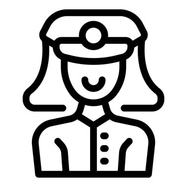 Üniformalı ve şapkalı gülümseyen bir polis memurunun çizgisi.