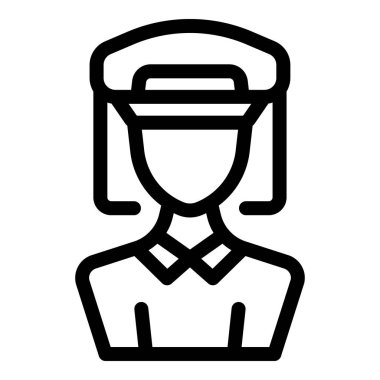 Konukseverlik hizmetlerini temsil eden üniformalı ve şapkalı bir otel çalışanının çizgisi.