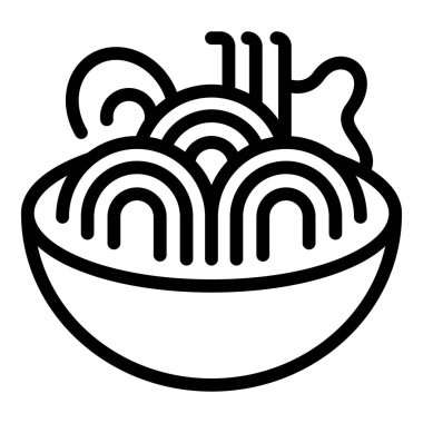 Bir kase garnitürlü ramen eriştesinin basit bir sanat simgesi. Yemek ve restoran tasarımları için ideal.