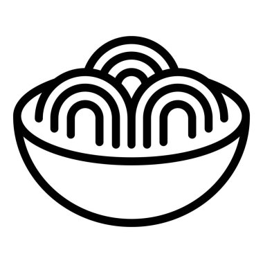 Bir kase eriştenin basit ve cesur çizgisi. Yemek blogları ve restoran menüleri için mükemmel.