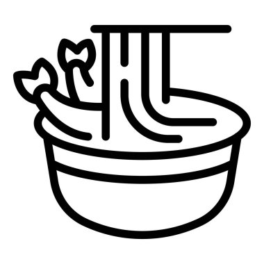 Bir kase ramen eriştesinin kaldırılmasının ve yemeye hazır olmasının simgesi.