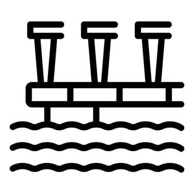 Yağ ya da doğal gaz çıkaran bir açık deniz platformunun çizgi resim simgesi