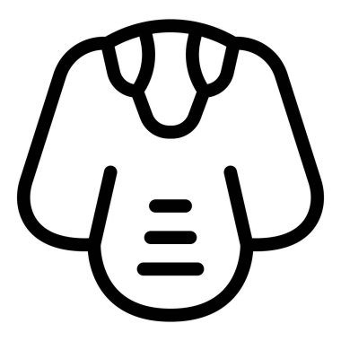 Çağdaş kurşun geçirmez yeleğin basit siyah çizimi. Üç kat korunaklı.