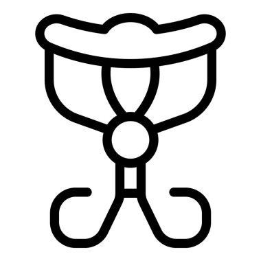 Yaralı bir omurgayı desteklemek için boyun desteği için basit bir siyah beyaz çizgi simgesi.