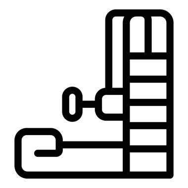 Marangozlar ve inşaat işçileri tarafından kullanılan bir derinlik ölçüm aracının siyah ana hatlı simgesi