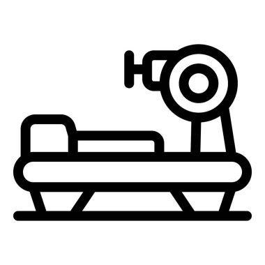 Spor salonu egzersiz makinesinin siyah ana hatlı simgesi. Spor aletlerini ve rehabilitasyon kavramlarını temsil etmek için mükemmel.