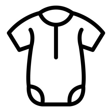 Kısa kollu bir bebek tulumunun basit siyah beyaz çizgisi sanatı bebek kıyafetleri ve aksesuarlarıyla ilgili projeler için mükemmel.