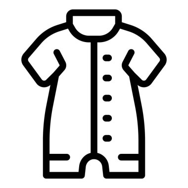 Bebek tulumunun basit bir çizgisi simgesi. Bebek kıyafetleri ve aksesuarlarıyla ilgili projeler için mükemmel.