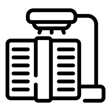 Tarayıcı aygıtı açık kitabı tarıyor, dijital arşiv için metni sayısallaştırıyor