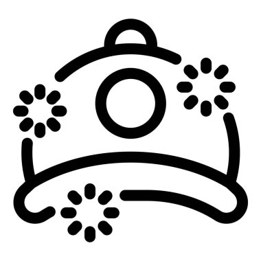 Çevresi dönen uyarı işaretleriyle çevrili, potansiyel tehlikeleri ve güvenliğin önemini gösteren inşaat işçisi şapkasını temsil eden kalın çizgi simgesi.