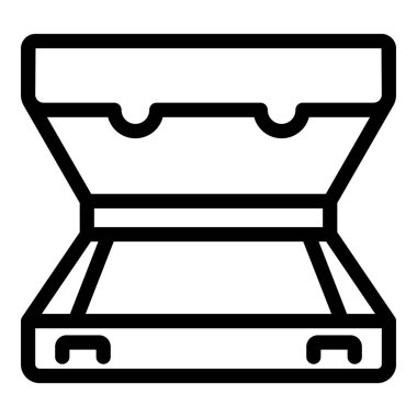 Açık bir beslenme çantasının basit bir simgesi, lezzetli bir yemekle doldurulmaya hazır.