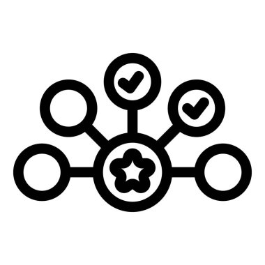 Ağ pazarlama simgesi işaretlenmiş çemberlere bağlı yıldız merkezini gösterir