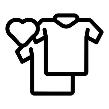 Kalp taşıyan bir tişörtün basit bir çizgisi sanat imajı, yardım, sevgi ve destek kavramlarını iletiyor.