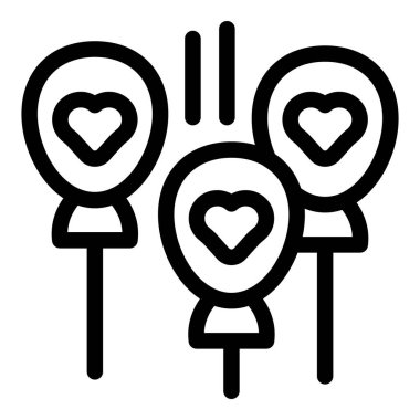 Üç kalp balonu havada süzülüyor, sevgililer günü için sevgi ve neşe saçıyor.