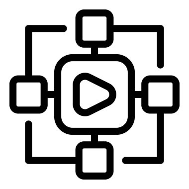 Bir multimedya projesinin dosyalarını birbirine bağlayan dijital içerik yönetim sisteminin basit simgesi