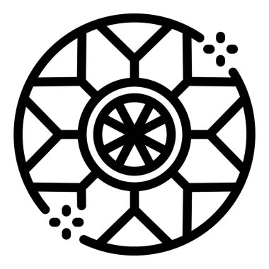 Altıgen desenli yuvarlak geometrik süs, tasarım ve dekorasyonla ilgili projeler için mükemmel olan parıltılarla süsleniyor.