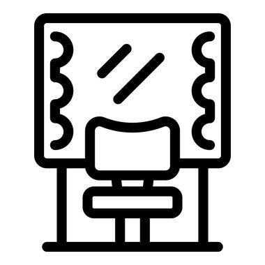 Ayna ve sandalyeyle kuaför salonunun bir parçasını temsil eden taslak simgesi