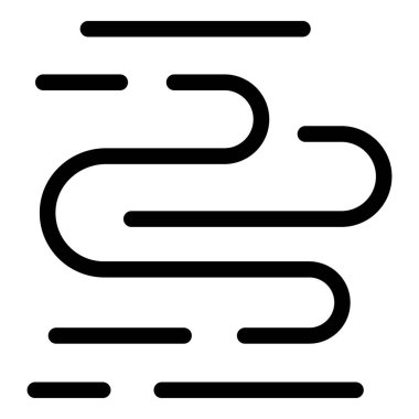 Hava akımını ve meteorolojiyi temsil eden basit ve cesur siyah rüzgar çizgileri simgesi