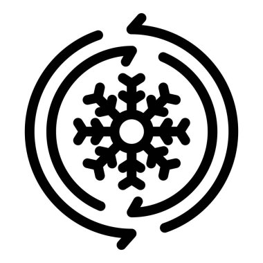 Üç okla çevrili bir kar tanesinin simgesi. Çember oluşturarak donmuş besin kavramını sembolize ediyor.